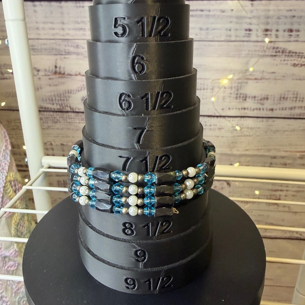 Magnetic Multi-Strand Bracelet with Teal and Black Beads - Picture 5 of 5